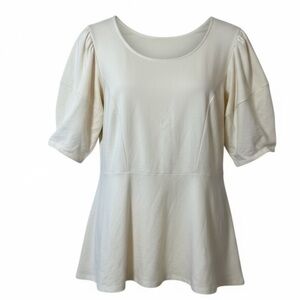 Eloquii Plus Size Puff Sleeve Peplum Top